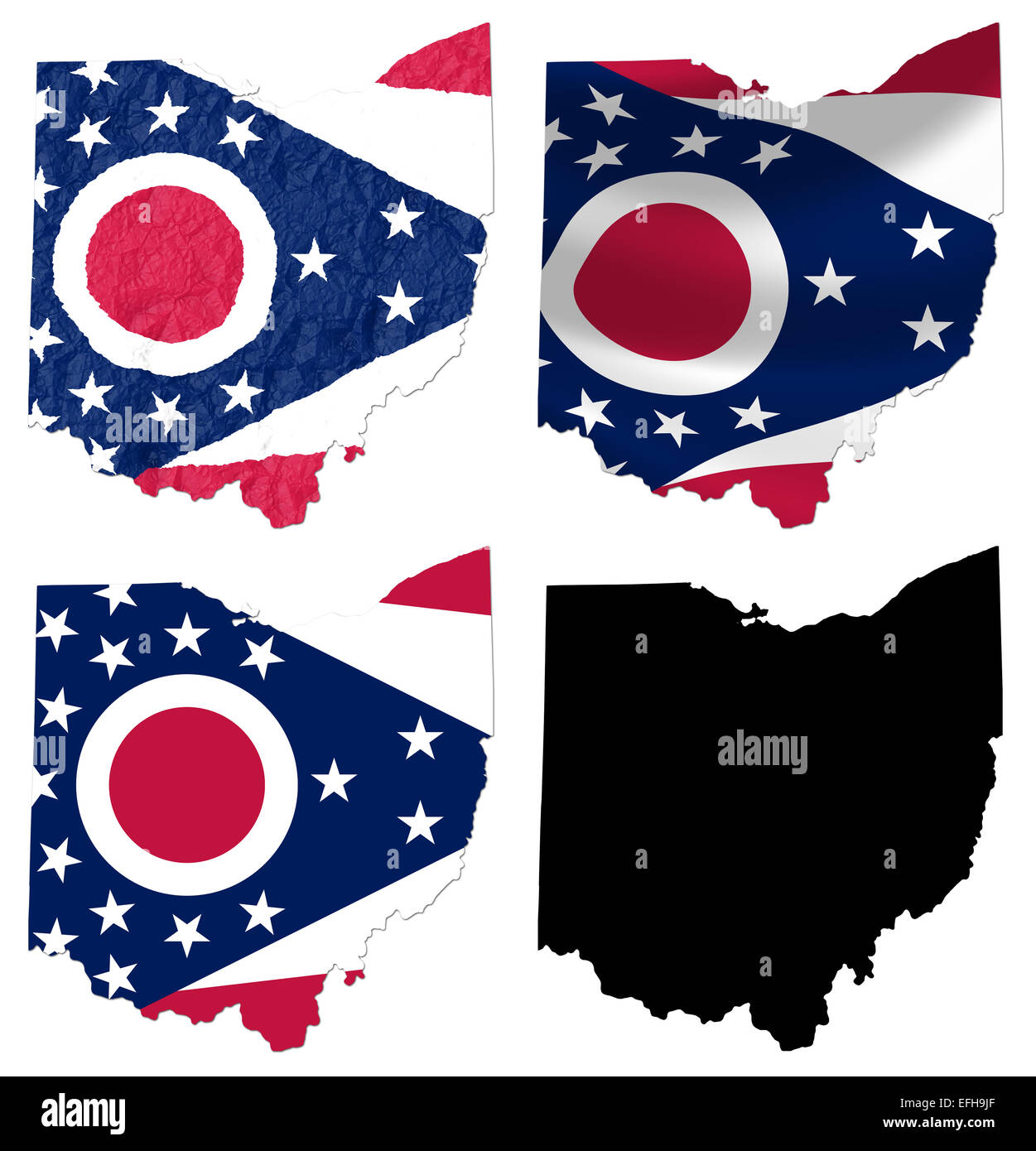 US Ohio Zustand-Markierungsfahne über Karte Stockfoto