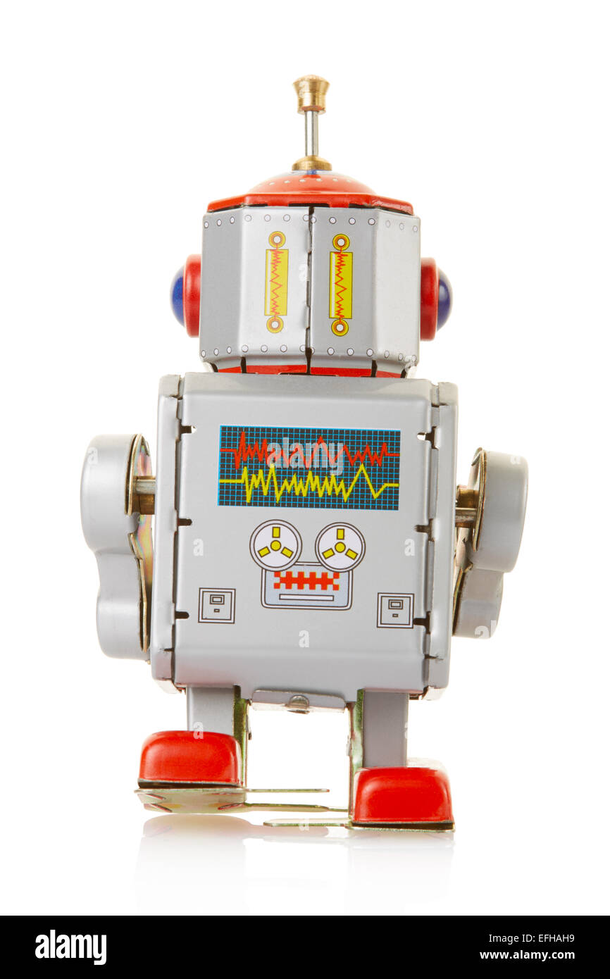 Red Walking Robot Zinn Spielzeug Uhrwerk Spielzeug mit Wind Up Key Home 