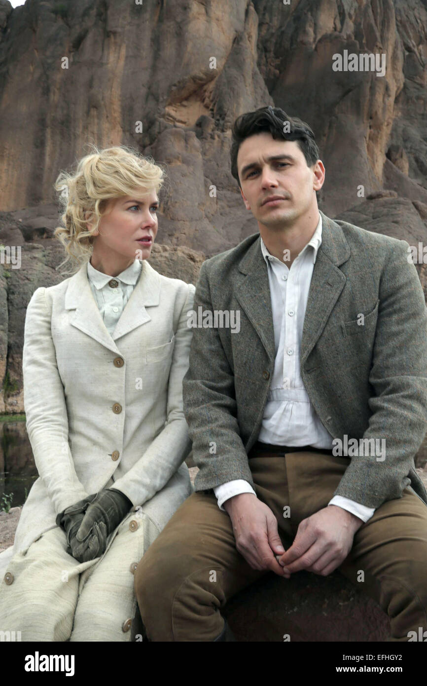 Eine undatiertes Handout Bild zeigt Schauspieler Nicole Kidman und James Franco in ein Standbild aus dem Film "Queen of the Desert" von Regisseur Werner Herzog. Der Film werden im offiziellen Wettbewerb der 65. jährlichen Berliner Filmfestspiele "Berlinale", das von 05 bis 15. Februar 2015 läuft präsentiert. Foto: QOTD FILM INVESTMENT LTD./BERLINALE/dpa - obligatorische CREDIT/kein Vertrieb/nur bis 15. März 2015 HANDOUT EDITORIAL verwenden nur- Stockfoto