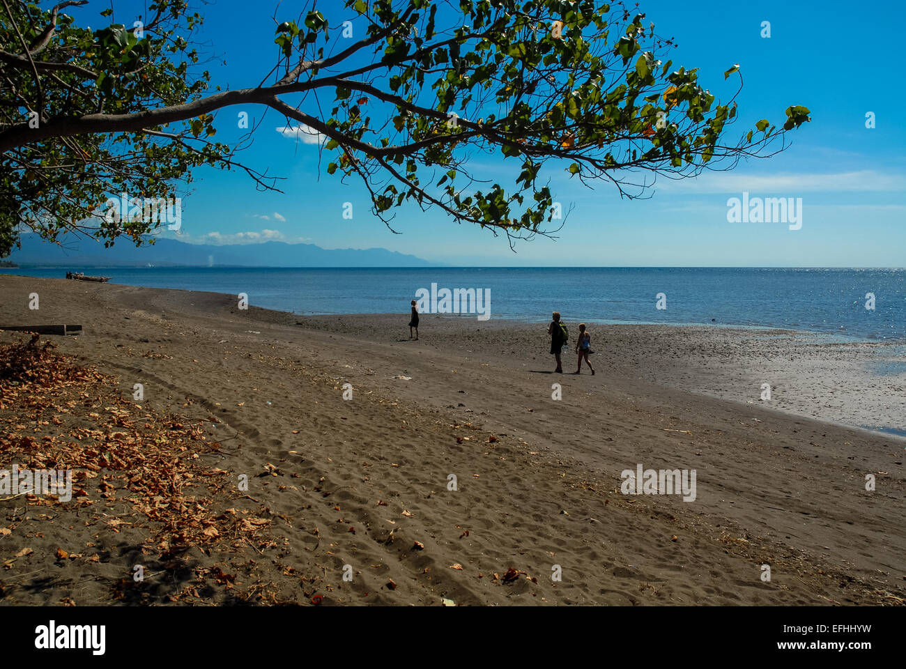 schwarzen Strand von Lovina Bali Indonesien Stockfoto