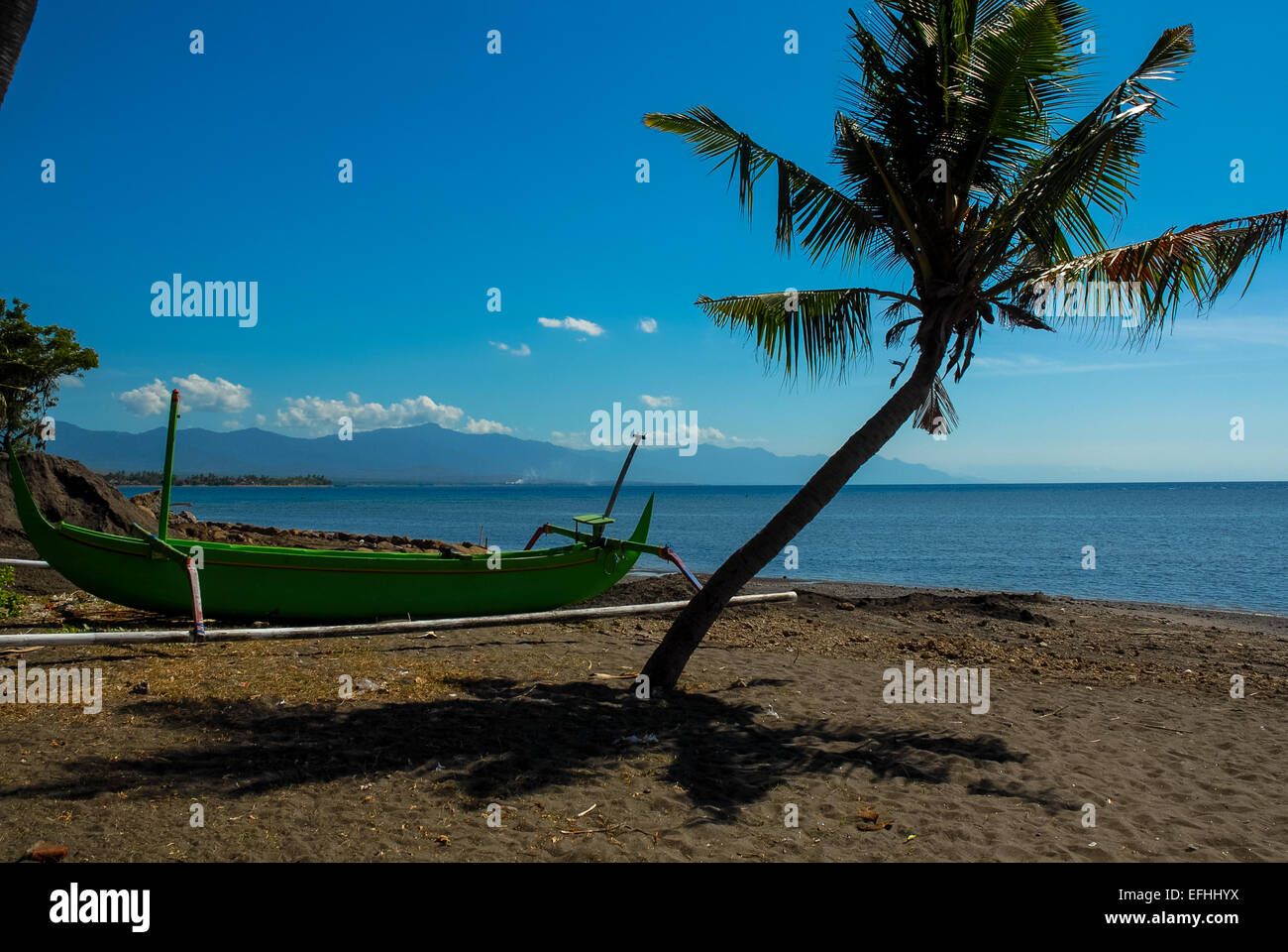 schwarzen Strand von Lovina Bali Indonesien Stockfoto