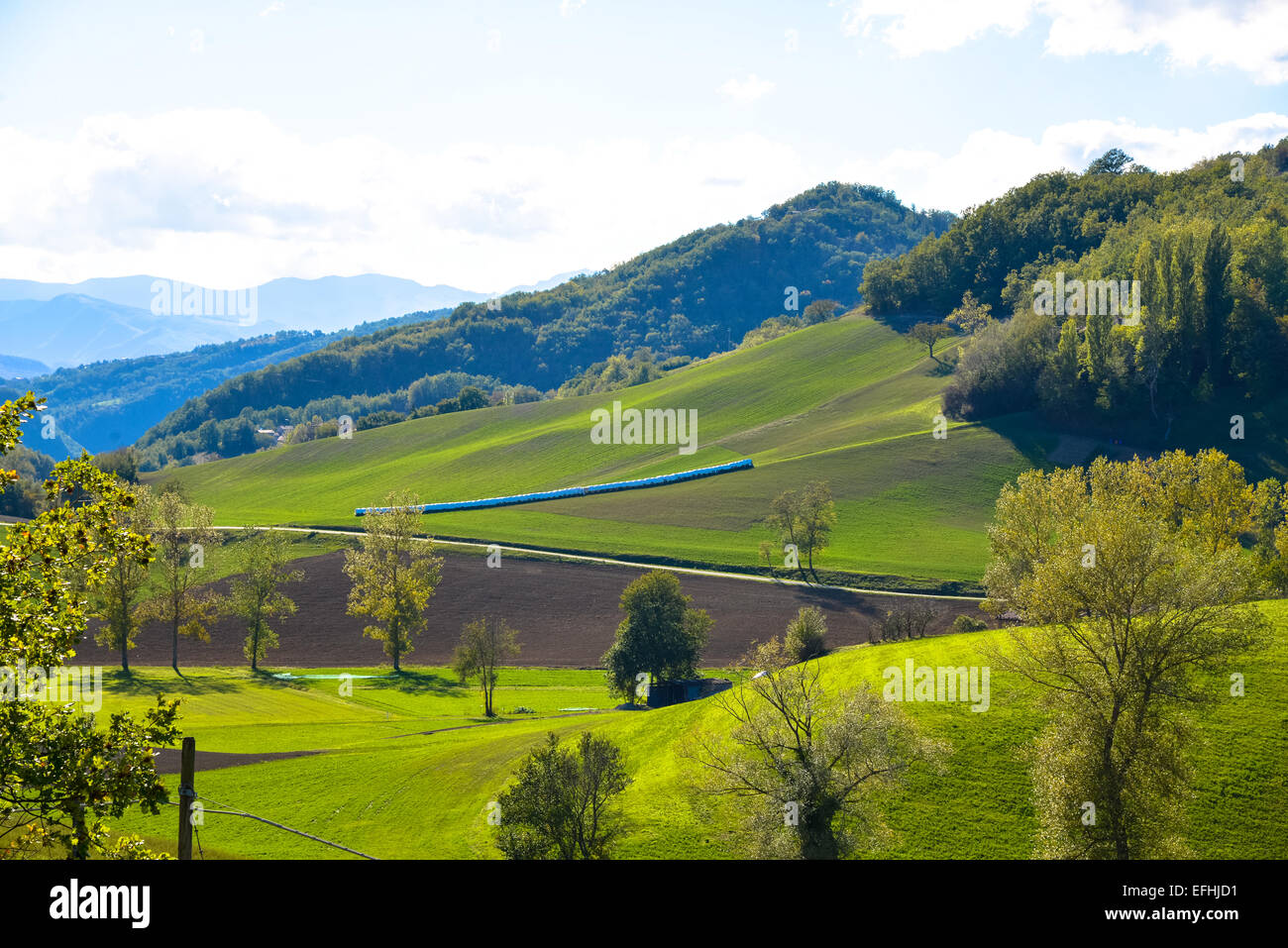 Blick auf die Landschaft der Toskana in Italien Stockfoto