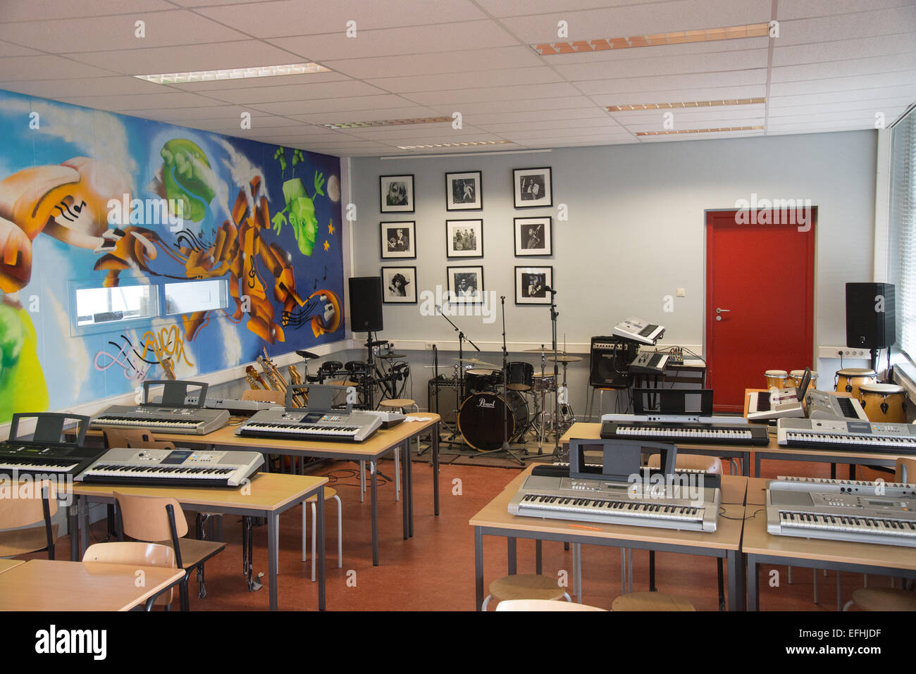 leere Musik Unterricht in der Schule in den Niederlanden Stockfoto