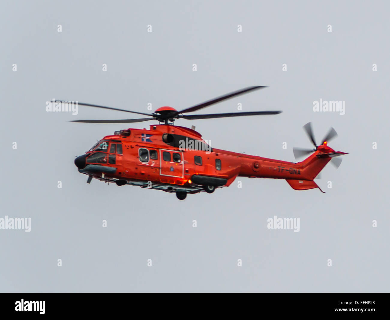 Isländische Küstenwache, TF-GNA. Aerospatiale Super Puma Helikopter Stockfoto