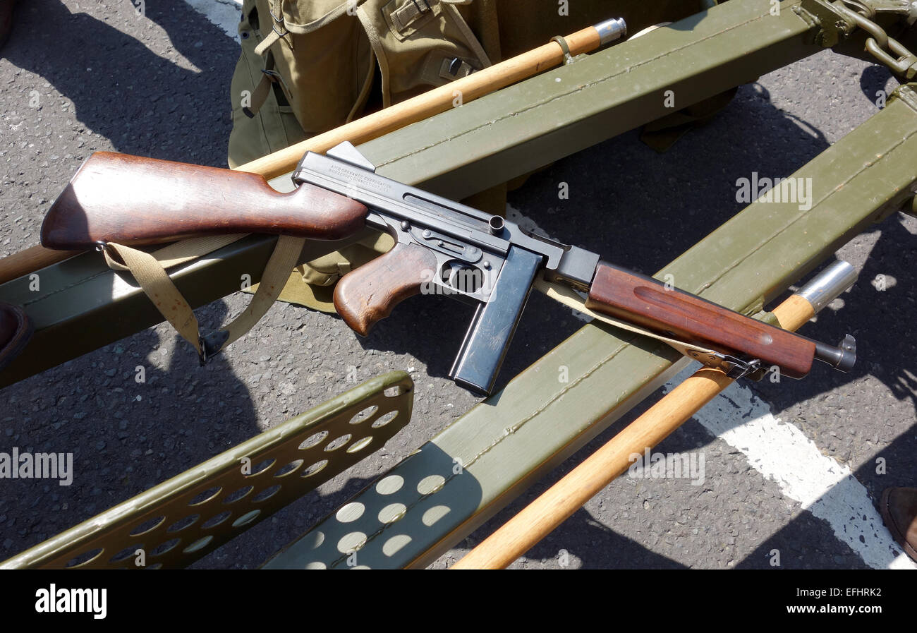 Thompson Maschinenpistole, Weltkrieg zwei Ära Maschinengewehr Stockfoto