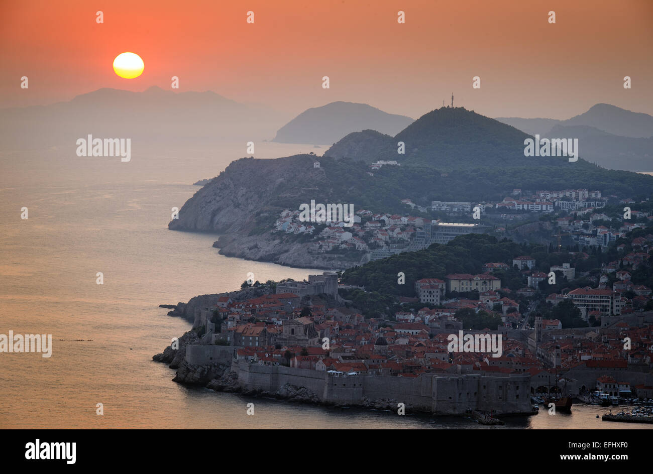 Blick auf eine alte Stadt von Dubrovnik, Kroatien Stockfoto