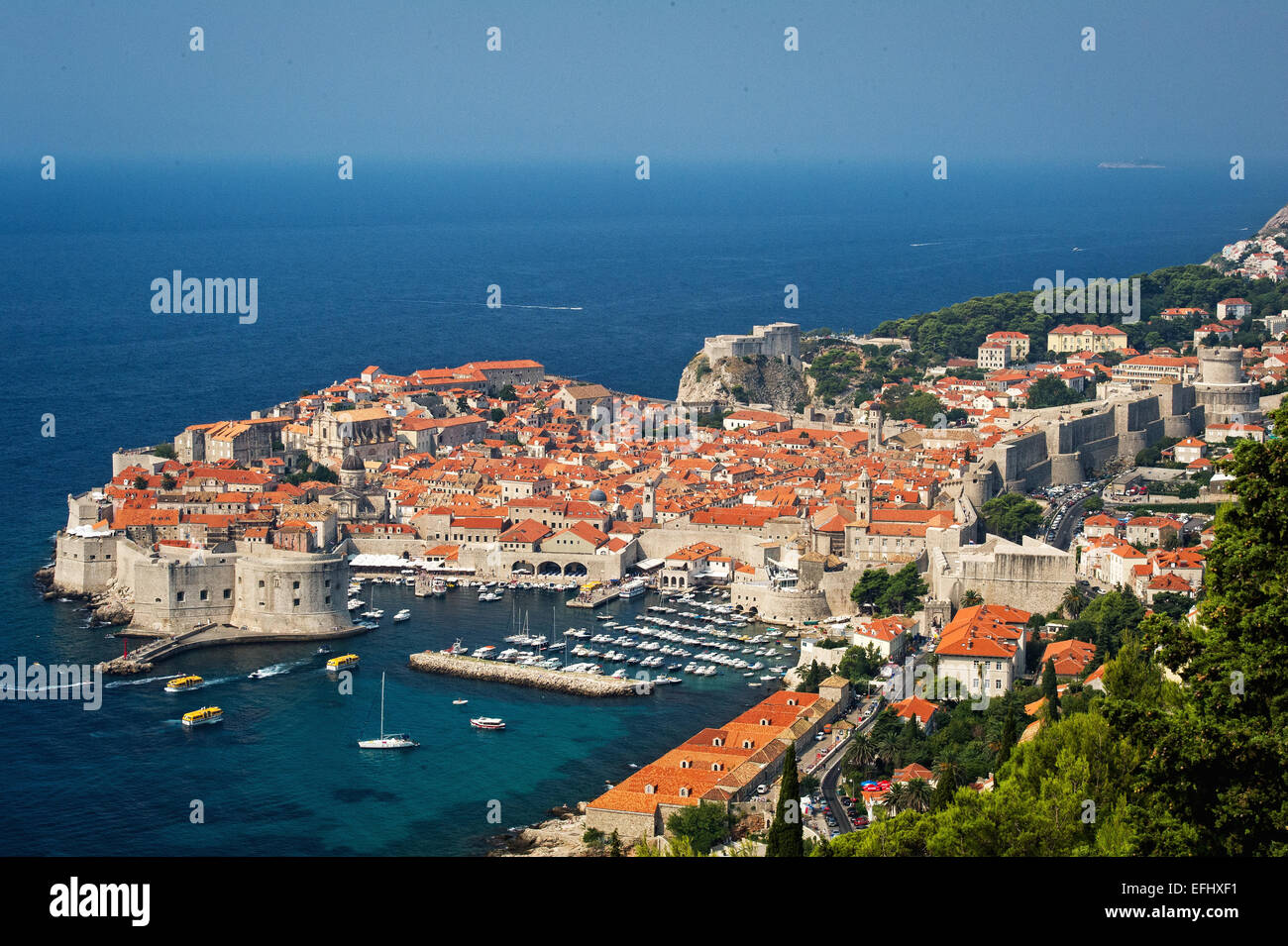 Blick auf eine alte Stadt von Dubrovnik, Kroatien Stockfoto