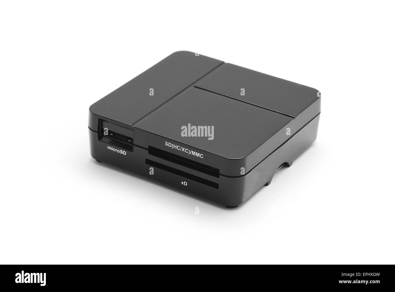 Kartenleser auf weißem Hintergrund Stockfoto