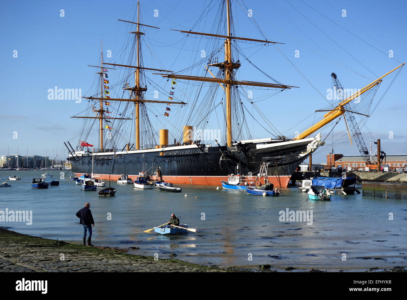 HMS Warrior historische Schiff, Portsmouth Historic Dockyard, Hampshire, England, UK Stockfoto