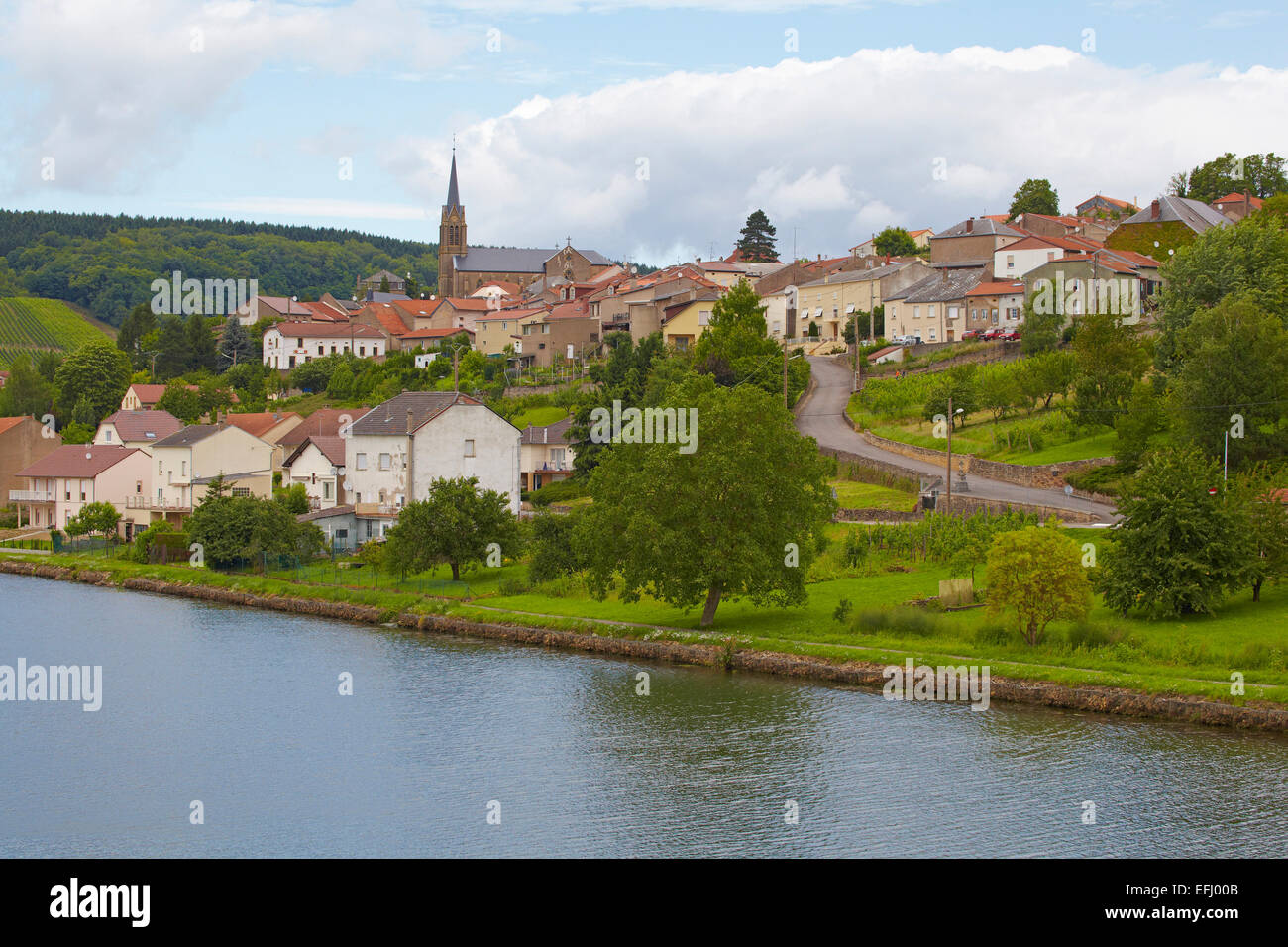 Contz Les Bains, Fluss Mosel, Mosel, Region Alsace Lorraine, Frankreich, Europa Stockfoto