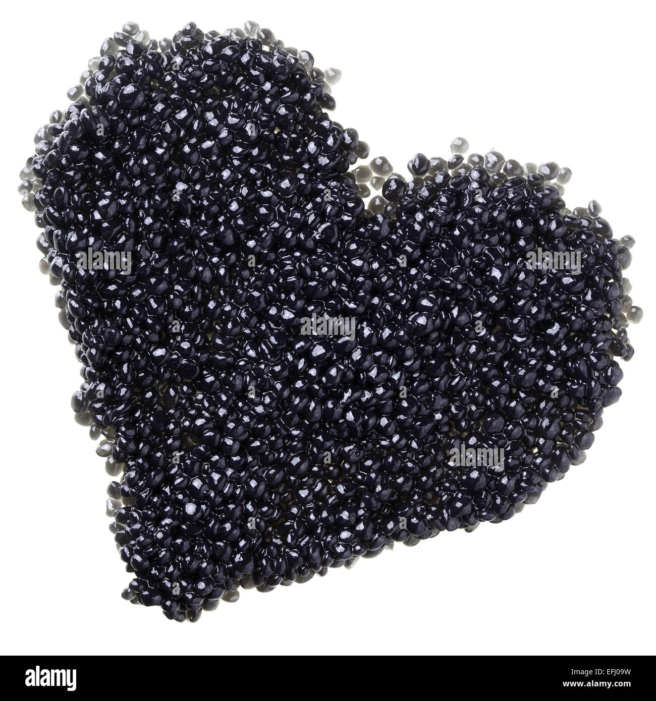 Herz aus schwarzem Kaviar Stockfoto