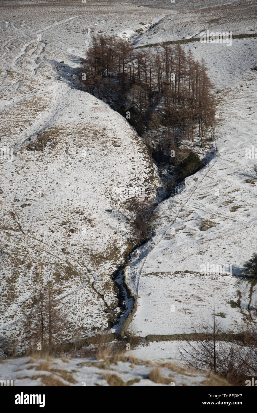 Watendlath fiel im Winter englischen Lake District. Stockfoto
