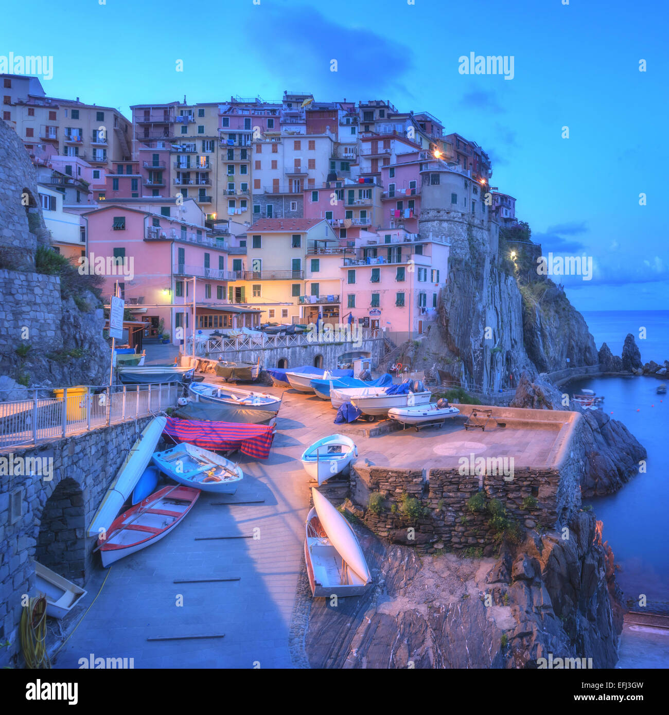 Stadt Manarola in Cinqueterre, Italien Stockfoto