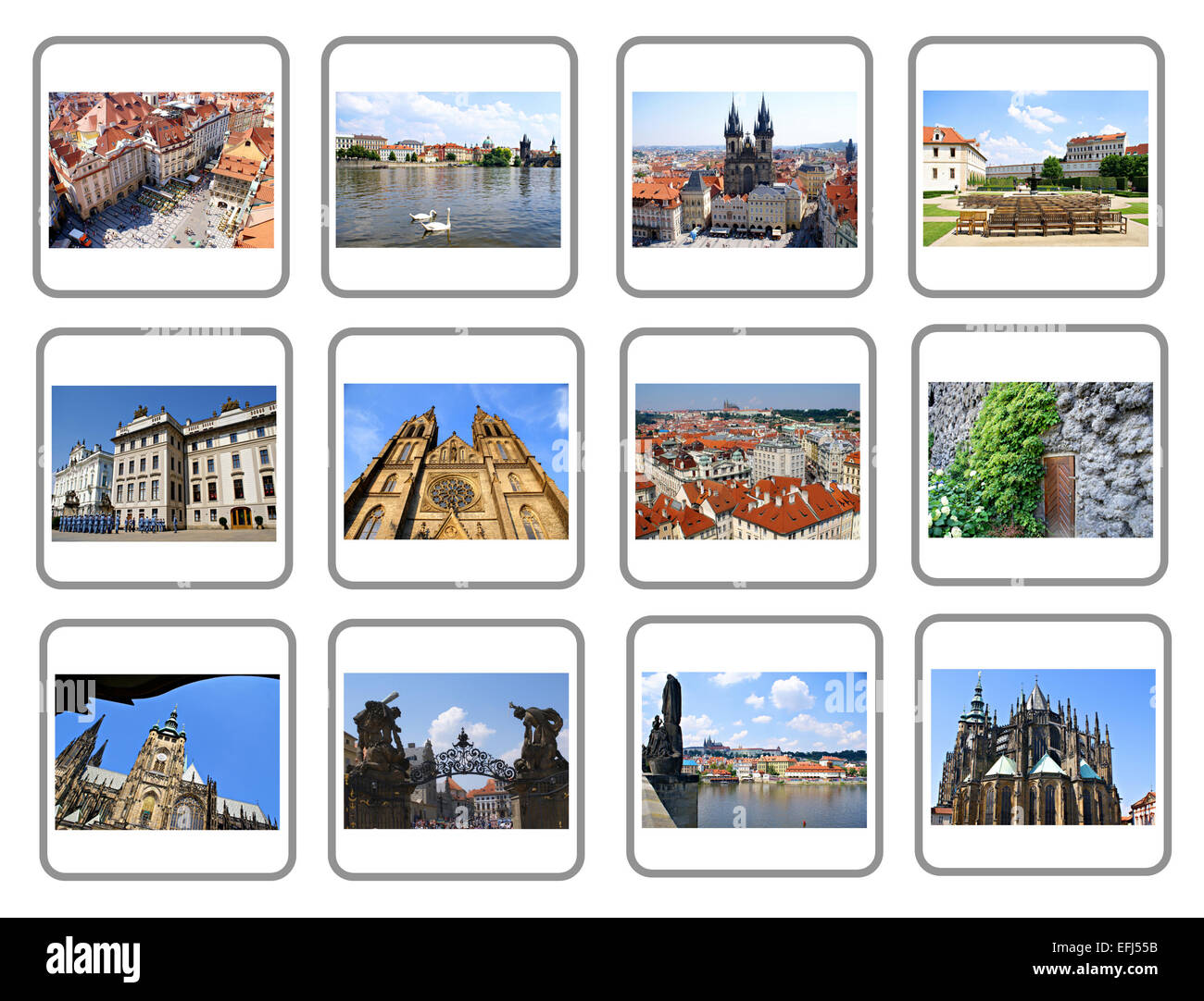 Reisen Sie Collage von Prag, Hauptstadt der Tschechischen Republik Stockfoto