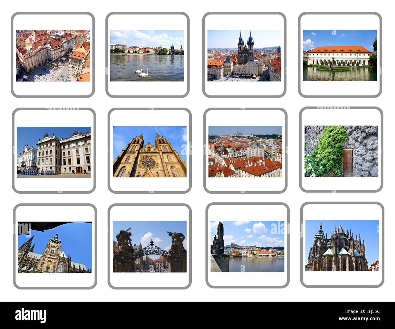 Reisen Sie Collage von Prag, Hauptstadt der Tschechischen Republik Stockfoto