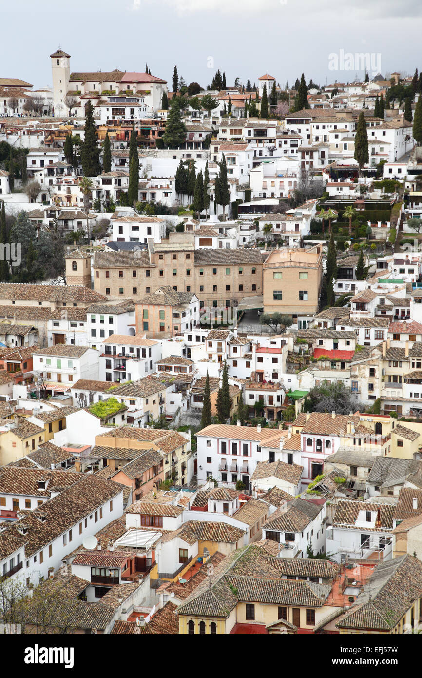 Ansicht von Granada aus Alhambra, Spanien Stockfoto