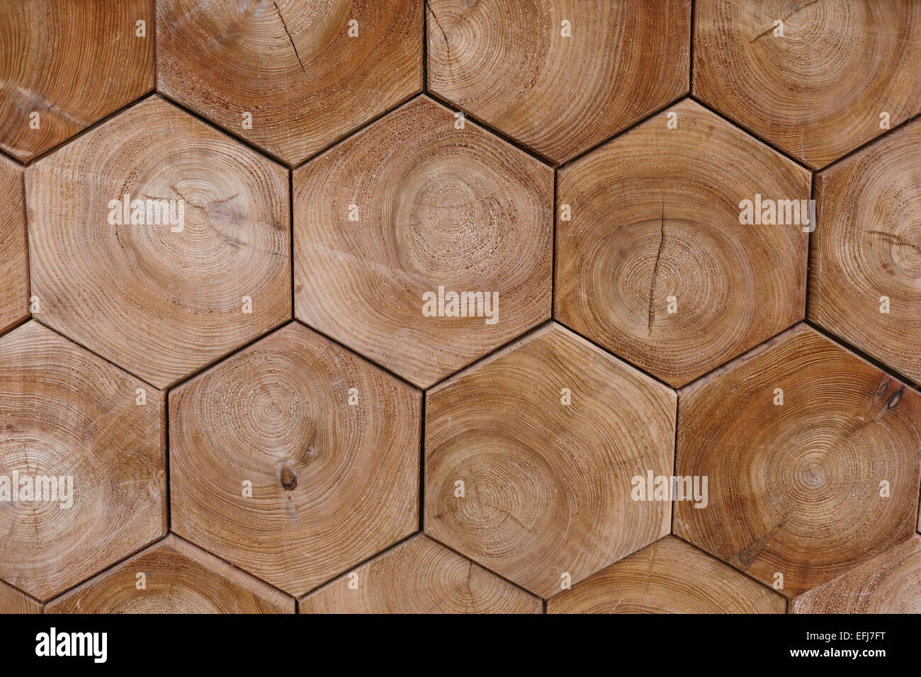 Sechseckige Holzfliesen Stockfoto