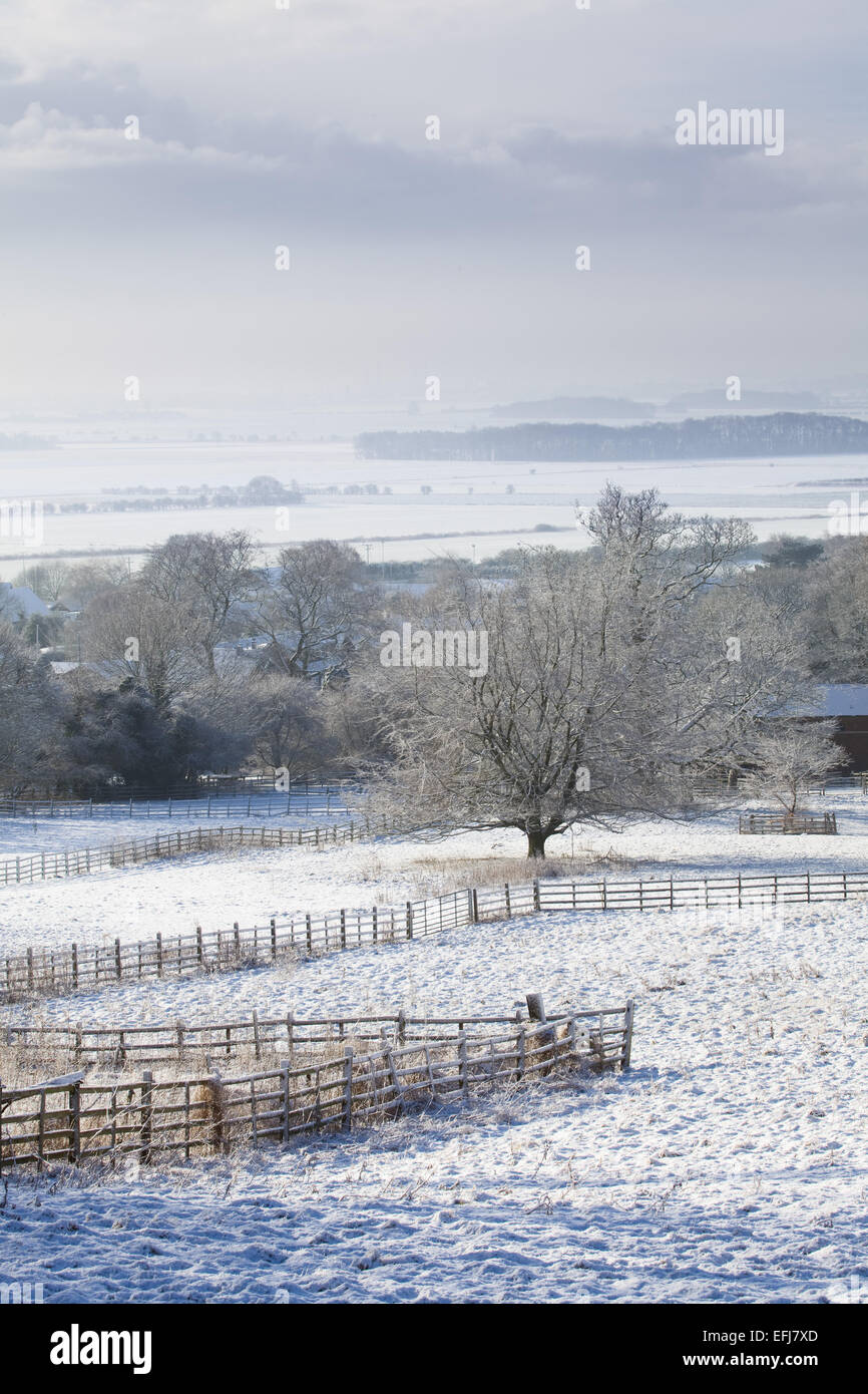 Worlaby Dorf und das Tal von Ancholme, North Lincolnshire, UK. 3. Februar 2015. Stockfoto