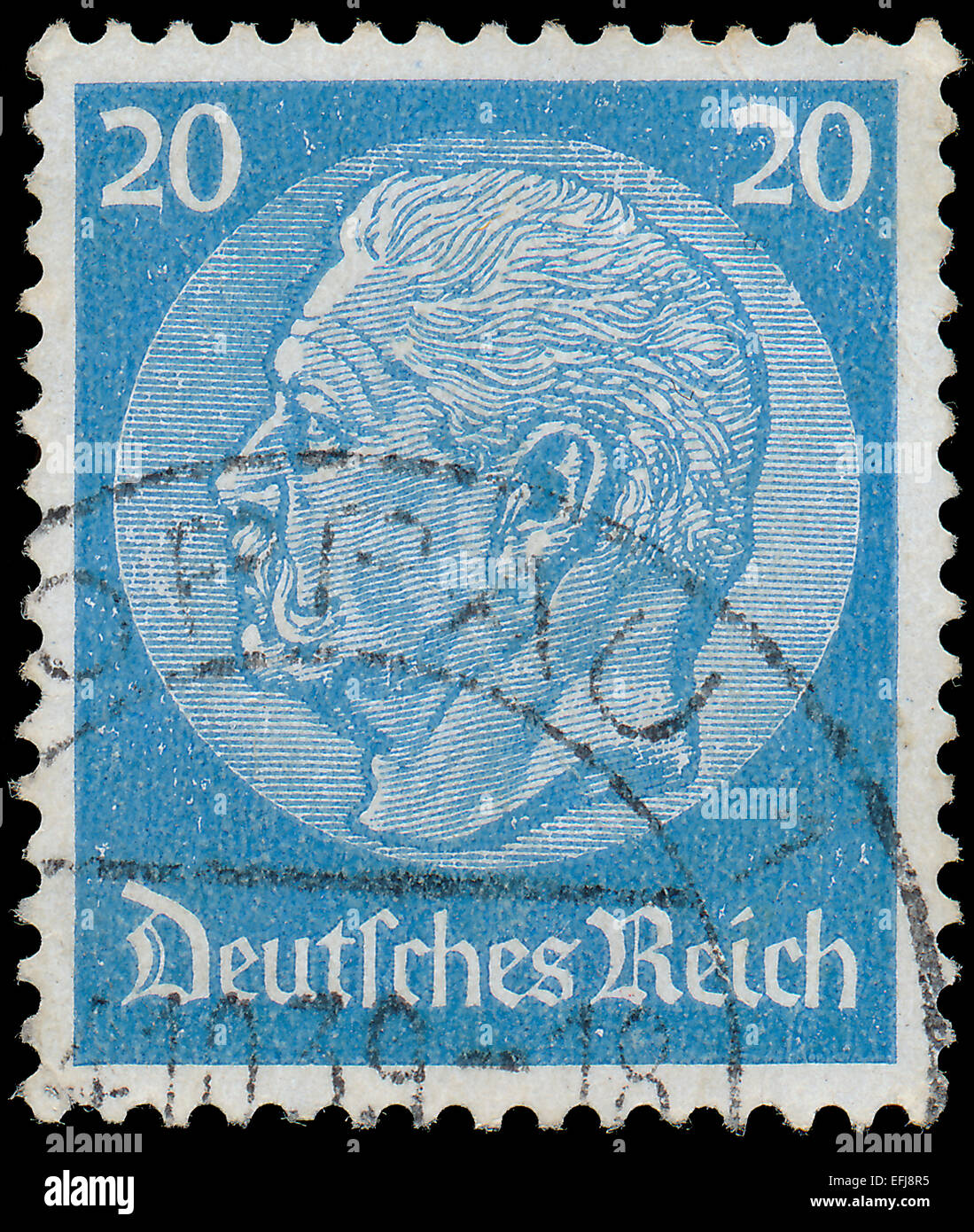 Deutschland - ca. 1933: Eine Briefmarke gedruckt in Deutschland zeigt Porträt von Paul von Hindenburg - 2. Präsident des Deutschen Reiches, von ser Stockfoto