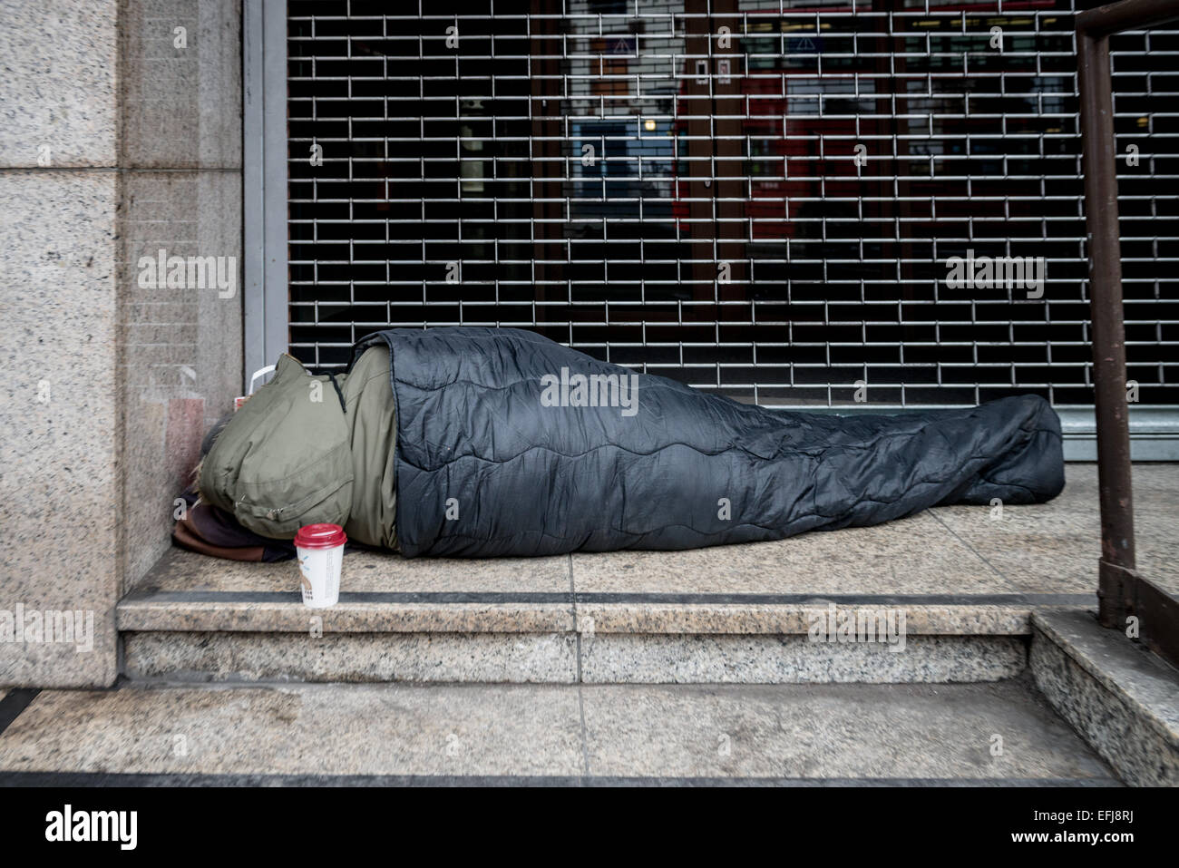 Obdachlosen Mann der Straße in London Stockfoto