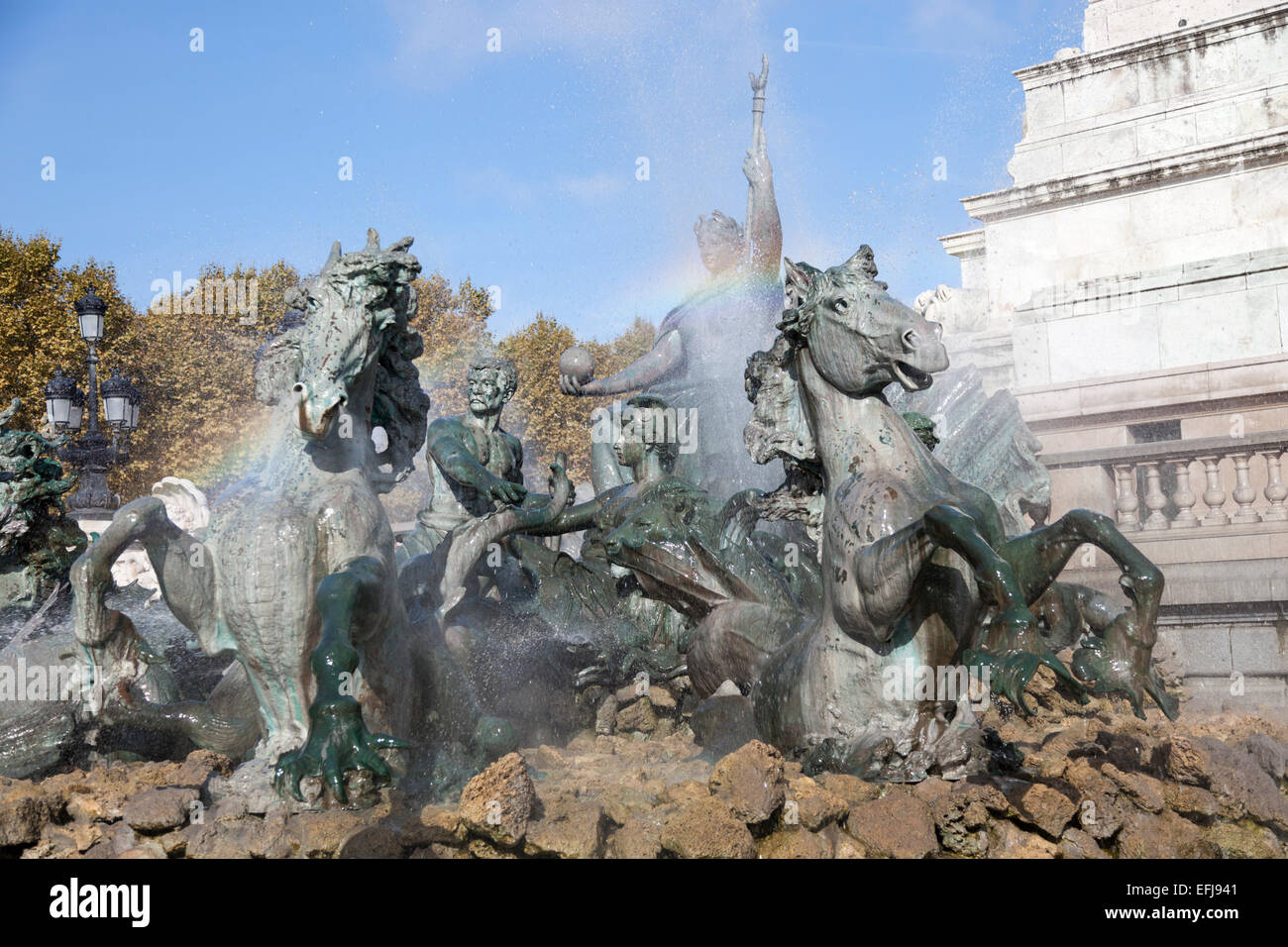 Das Denkmal der Girondisten auf dem "Place des Quinconces", in Bordeaux (Frankreich). Le Denkmal des Girondins À Bordeaux (Frankreich). Stockfoto