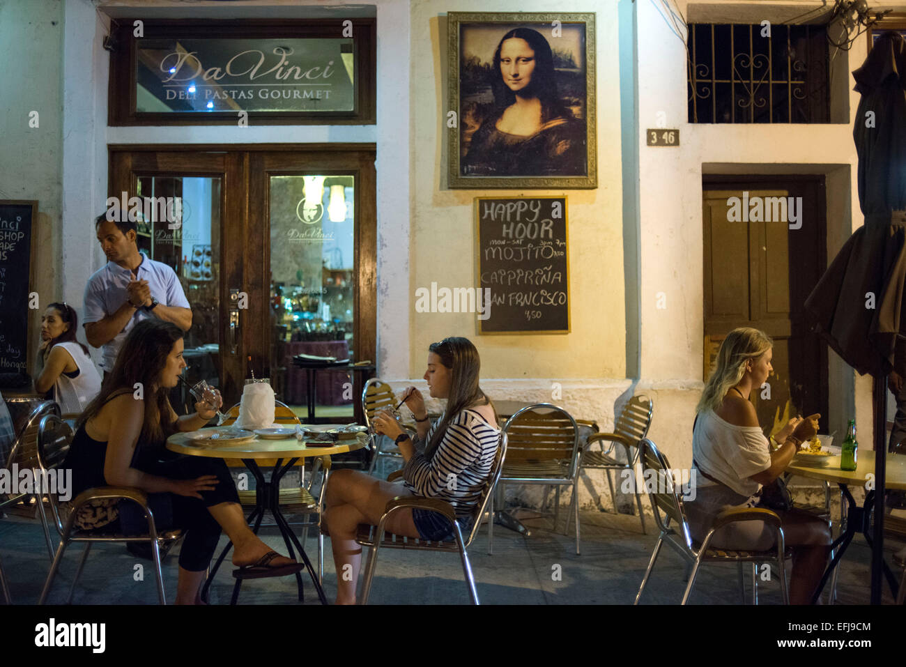 Italienisch Restaurant Da Vinci in der alten Stadt Panama-Stadt. San Filipe Bezirk von Casco Viejo, UNESCO-Weltkulturerbe, Panama-Stadt Stockfoto