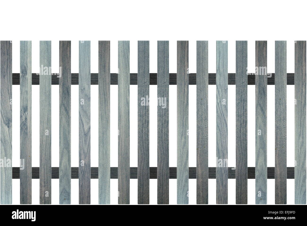 blaue Holz Zaun Design isoliert auf weißem Hintergrund Stockfoto