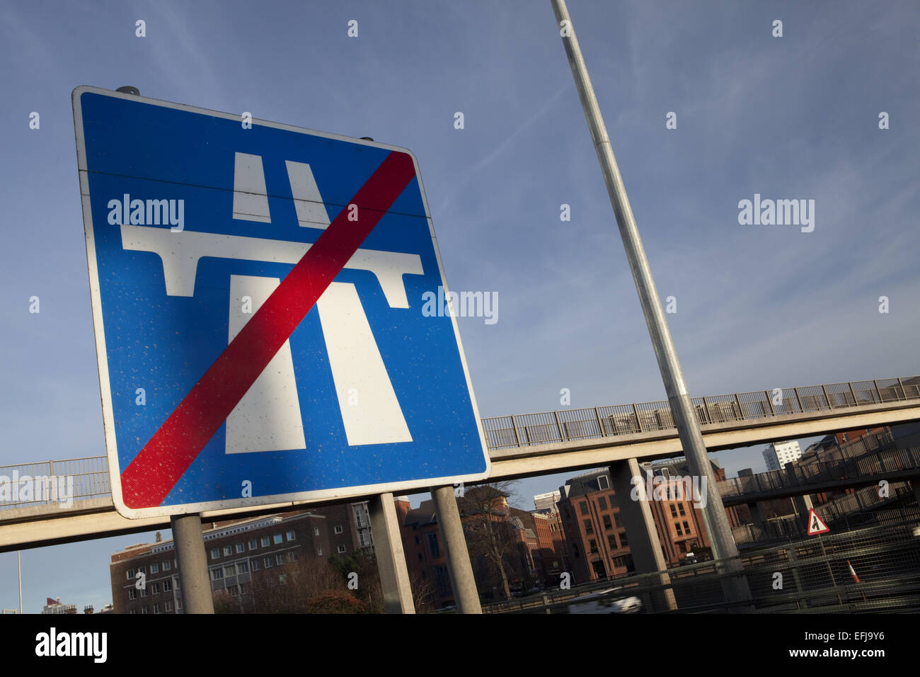 Ende der Autobahn Zeichen Leeds, UK Stockfoto