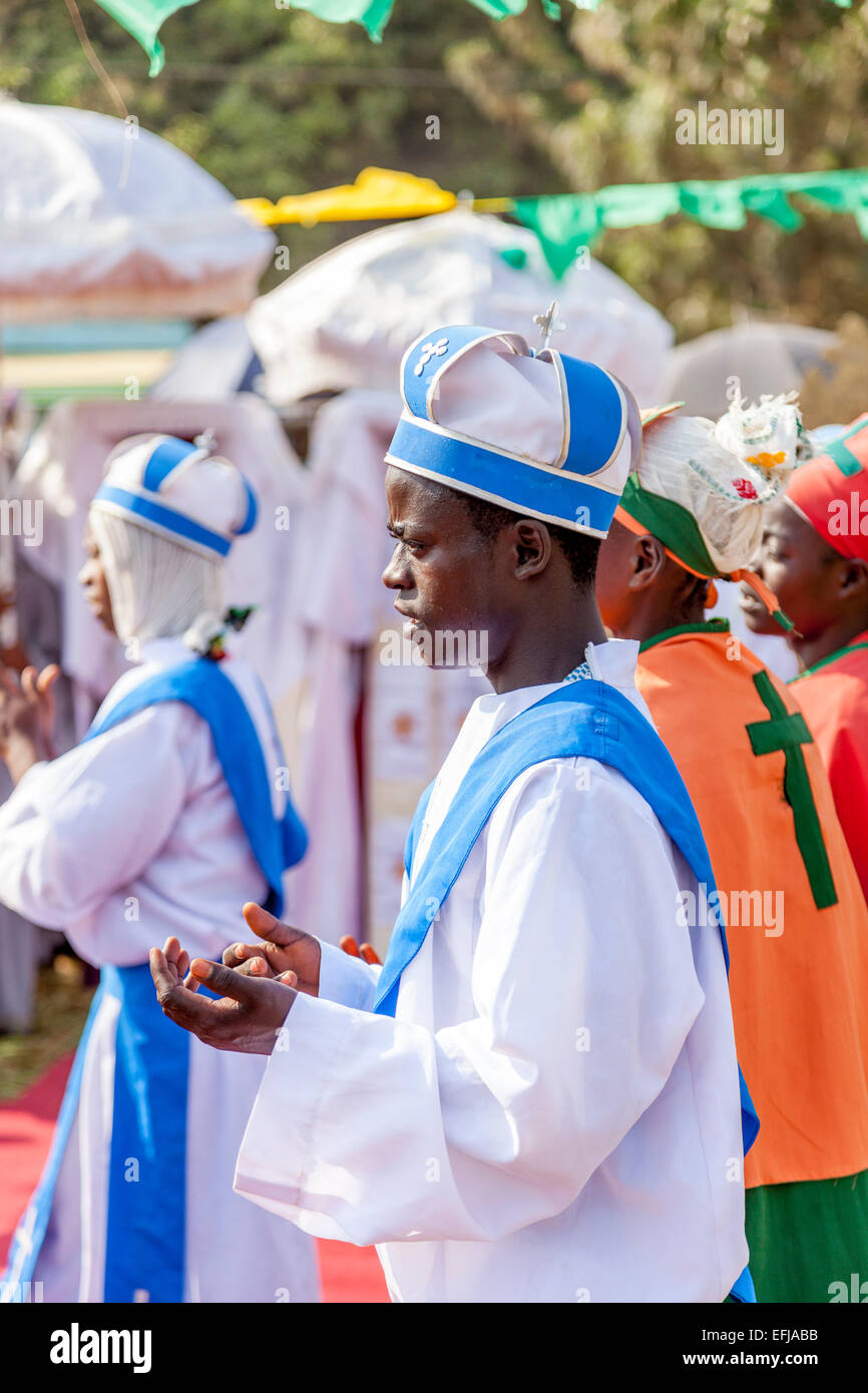 Timkat (Epiphanie) feiern, Jinka Stadt der Omo-Tal, Äthiopien Stockfoto