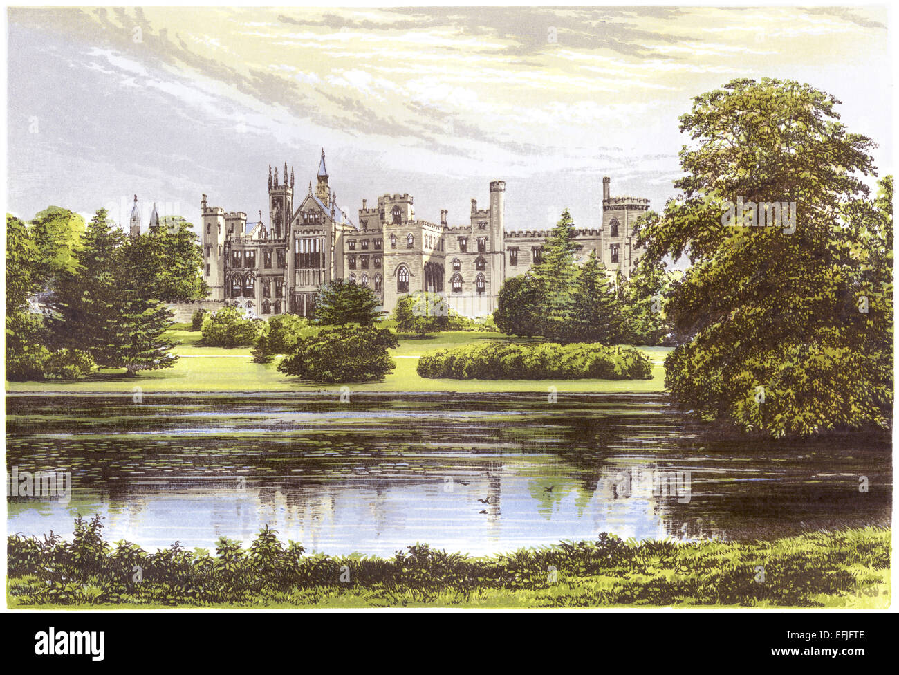 Eine farbige Illustration von Alton Towers die, gescannt Staffordshire in hoher Auflösung aus einem Buch, gedruckt im Jahre 1870. Stockfoto