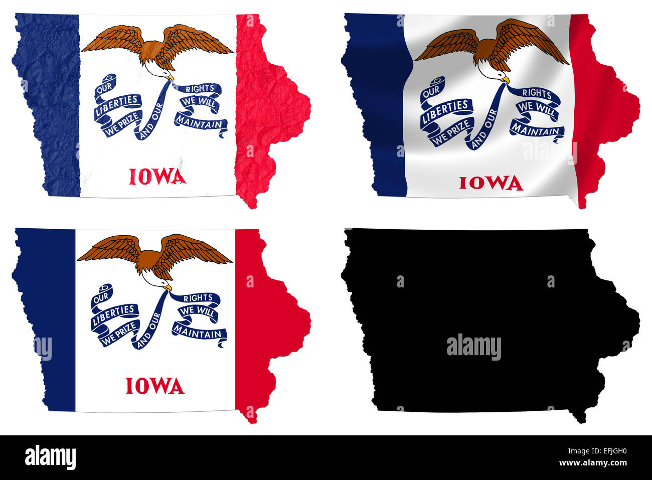 US-Iowa Zustand-Markierungsfahne über Karte Stockfoto