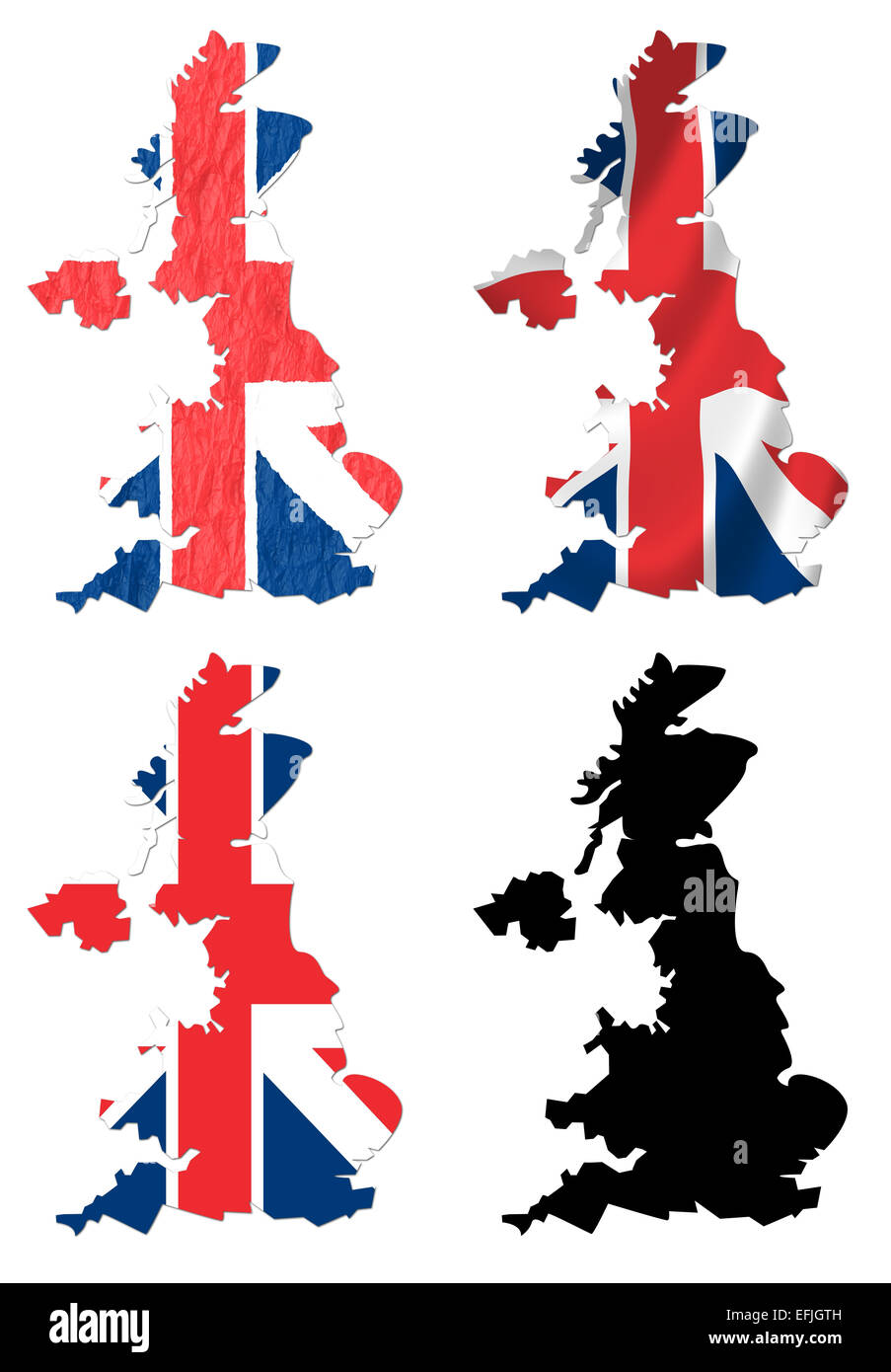 Großbritannien Flagge über Karte collage Stockfoto