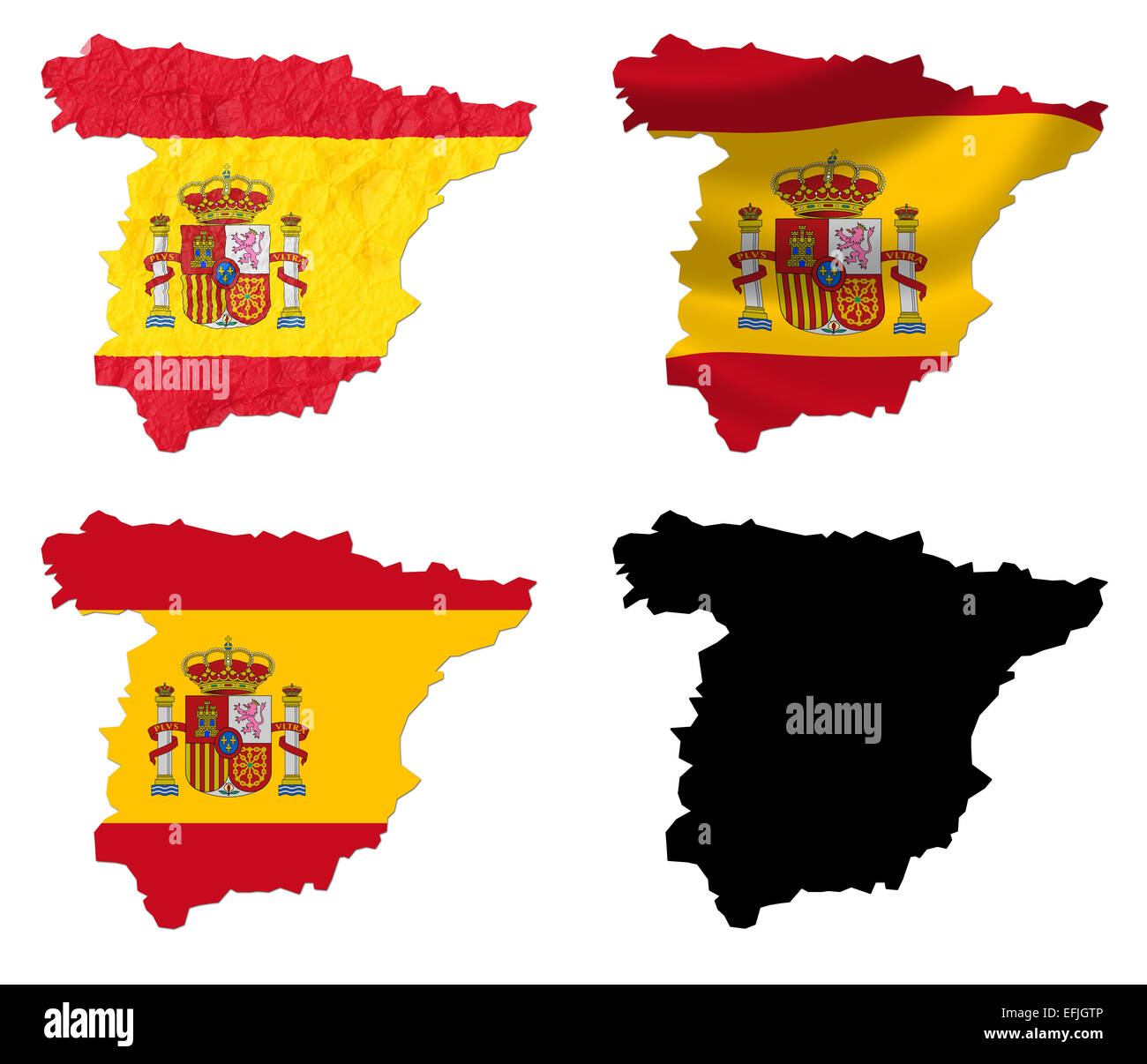 Spanien Flagge über Karte collage Stockfoto