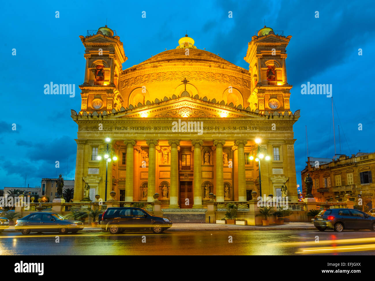 Die berühmte St. Mary's Kirche in Mosta auf Malta, manchmal bekannt als die Mosta Rotunda oder Mosta Dome. Es ist die drittgrößte Stockfoto