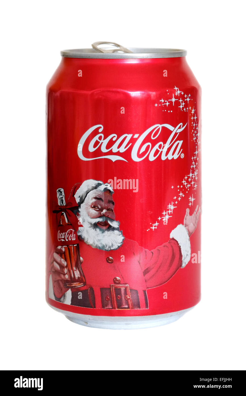 spezielle saisonale Weihnachtsedition Dose Coca Cola mit Weihnachtsmann auf  der Vorderseite Stockfotografie - Alamy