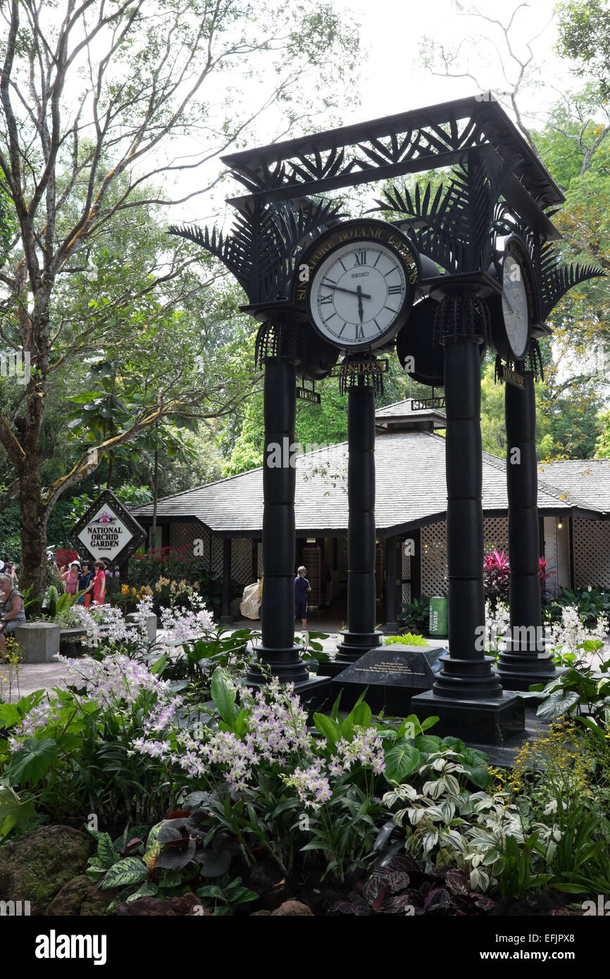 Singapore Botanic Gardens Riesige Uhr Und National Orchid Garden