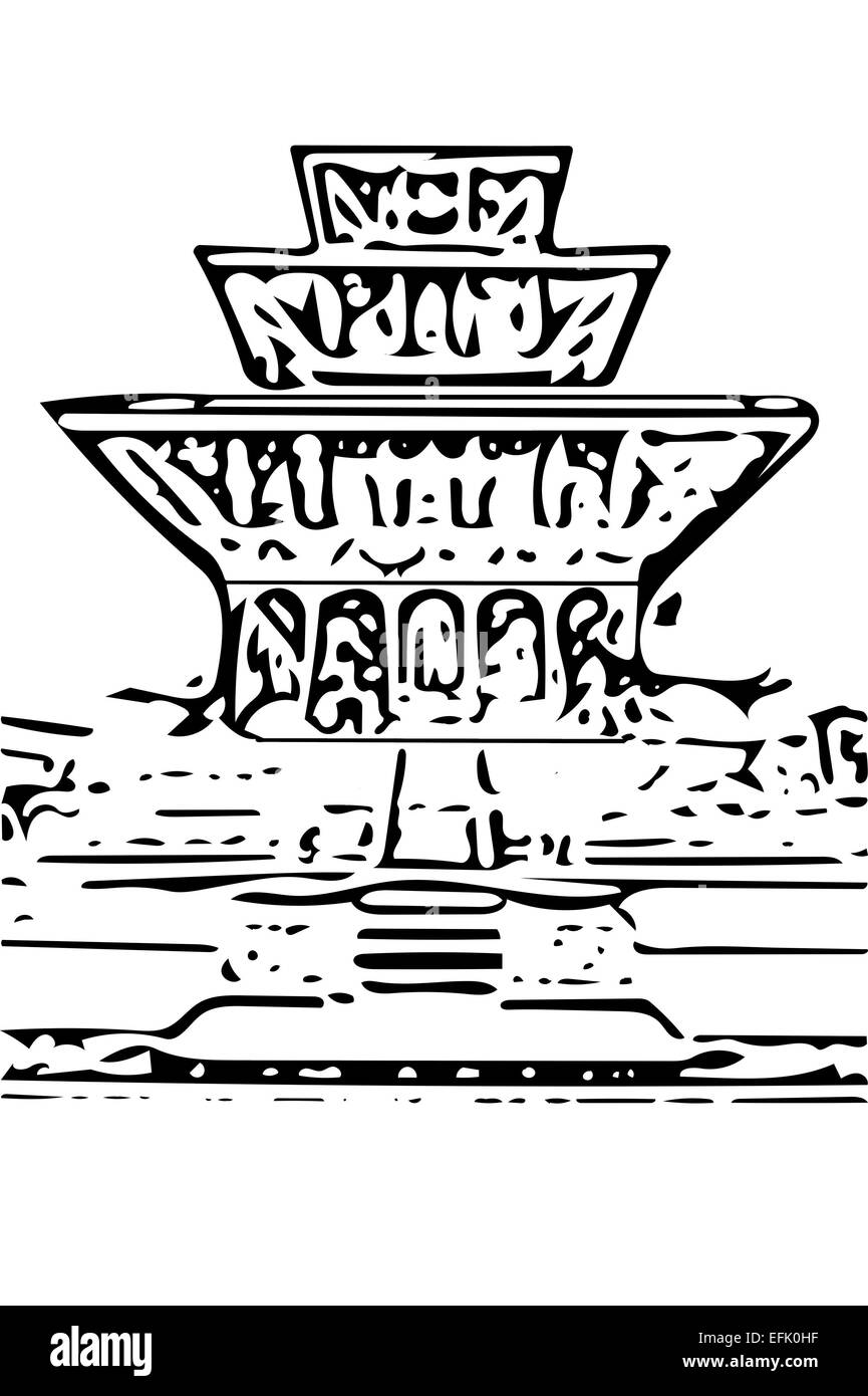 Skizze von Hari Shankar Tempel, Taleju Tempel, Degutalle Tempel am Durbar Sqaure in Patan Lalitpur Stadt Stockfoto