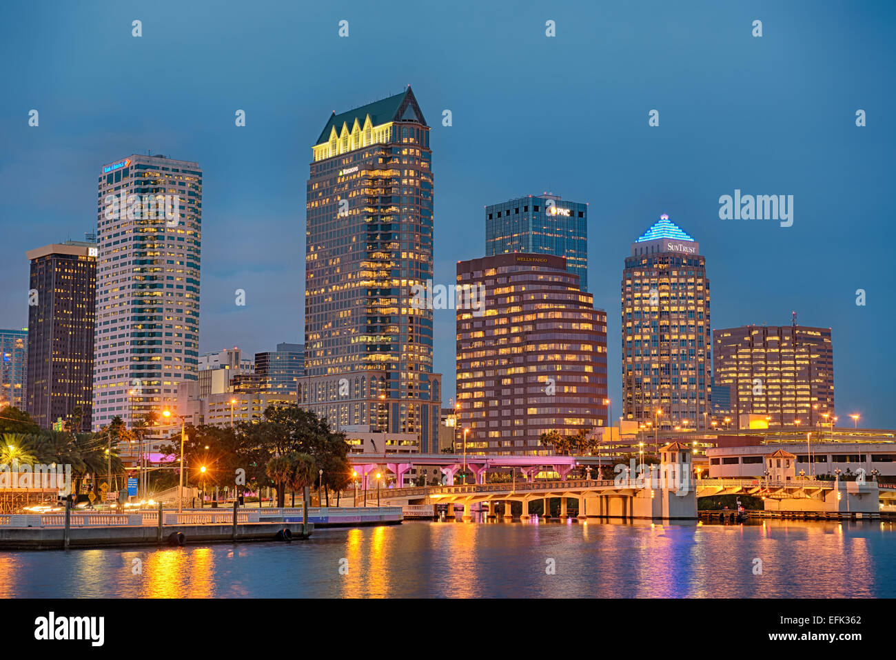 Die Innenstadt von Tampa in der Nacht Stockfoto