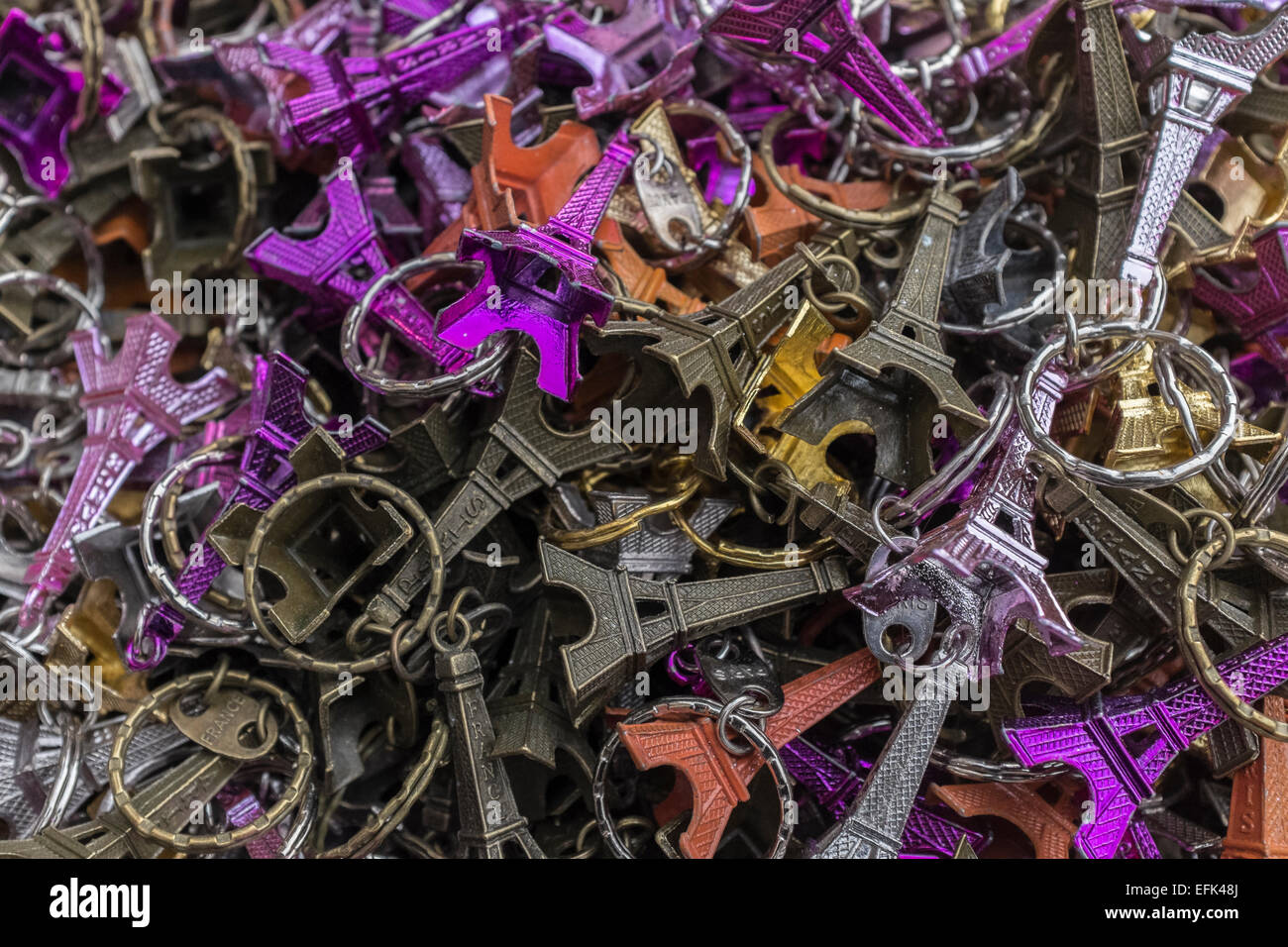 Paris Eiffelturm Schlüsselanhänger fobs Stockfoto