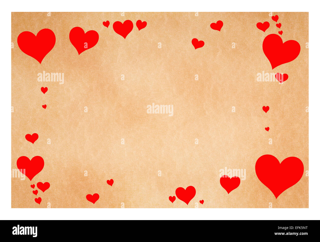 Grußkarte mit Herzen isoliert auf weißem Stockfoto