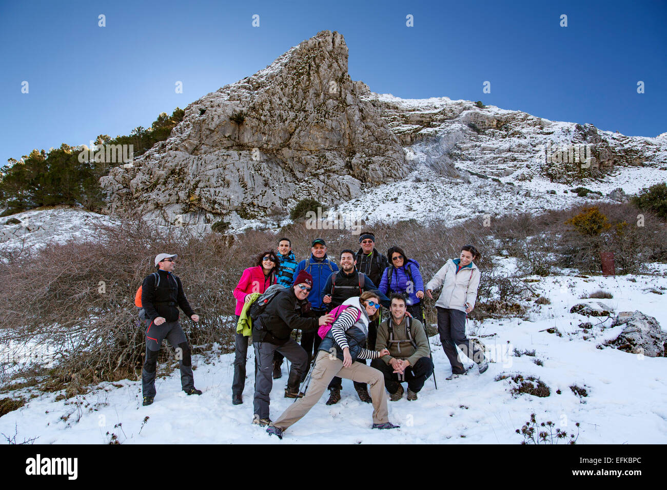 Wanderer-Wanderweg Sierra Grazalema Cadiz Andalusien Spanien Stockfoto