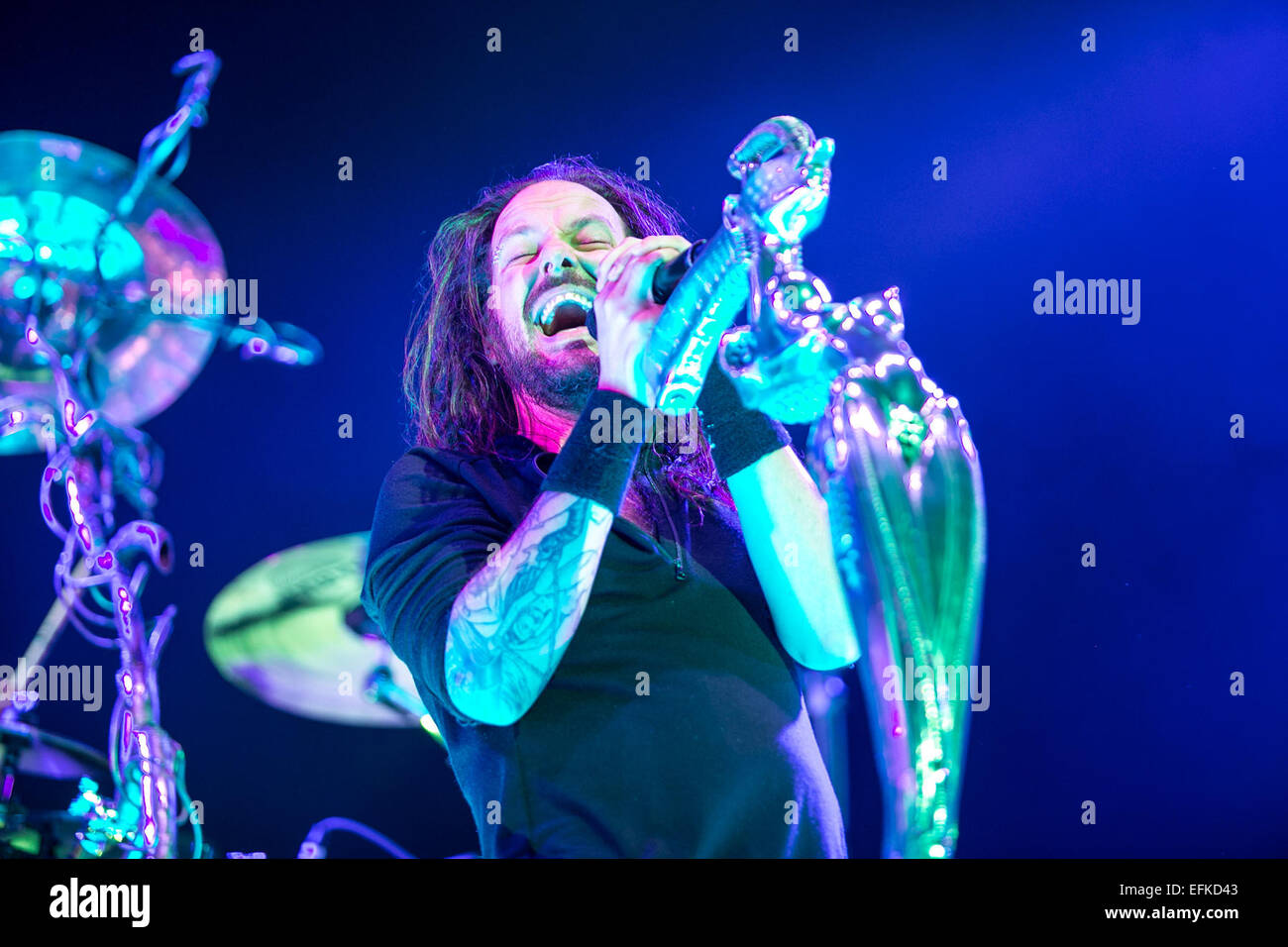 Korn führt bei Rockstar Mayhem Festival Featuring: Korn wo: Bristow, Virginia, USA bei: 4. August 2014 Stockfoto