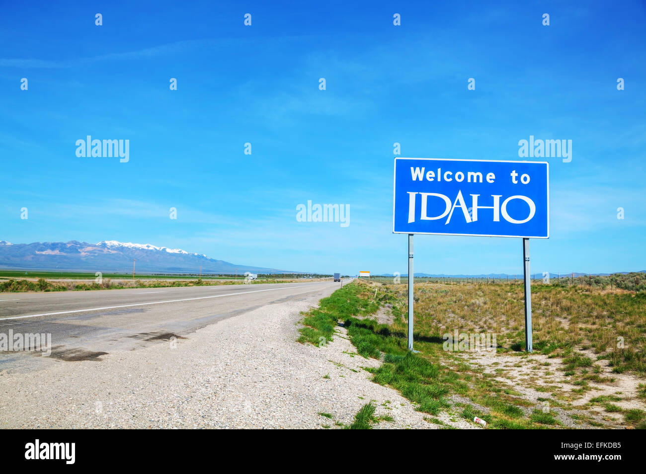 Herzlich Willkommen Sie in Idaho Schild an der Staatsgrenze Stockfoto