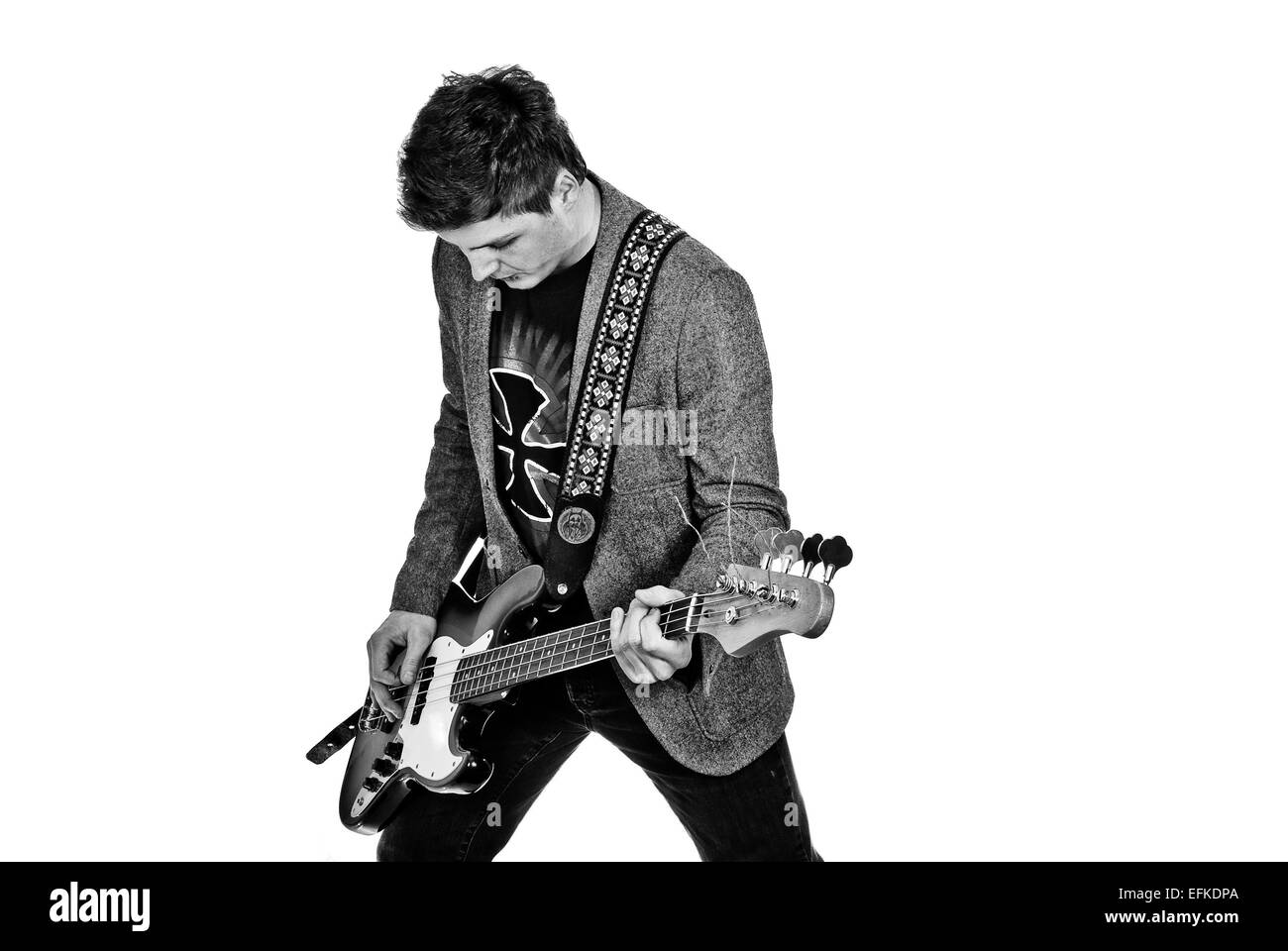 Mann mit Gitarre, Solo zu spielen Stockfoto