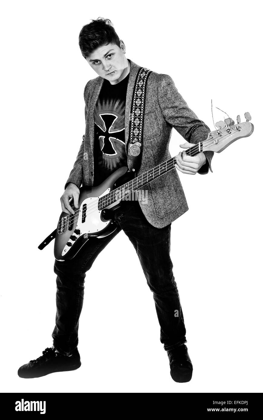 Mann mit Gitarre, Solo zu spielen Stockfoto