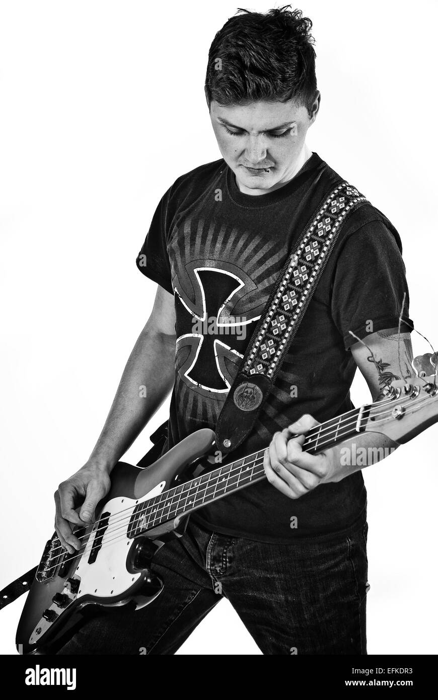 Mann mit Gitarre, Solo zu spielen Stockfoto