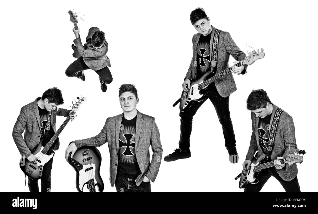 Mann mit Gitarre, Solo zu spielen Stockfoto