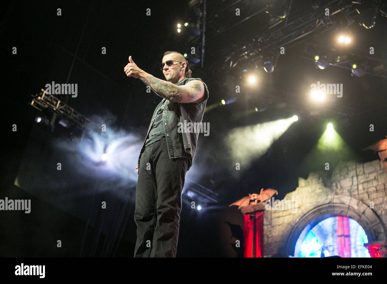 Avenged Sevenfold führt bei Rockstar Mayhem Festival Featuring: Avenged Sevenfold wo: Bristow, Virginia, USA bei: 4. August 2014 Stockfoto