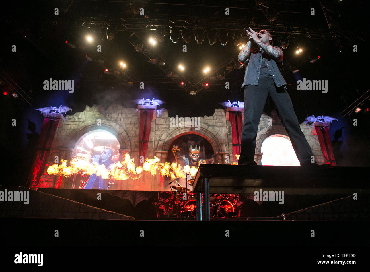 Avenged Sevenfold führt bei Rockstar Mayhem Festival Featuring: Avenged Sevenfold wo: Bristow, Virginia, USA bei: 4. August 2014 Stockfoto