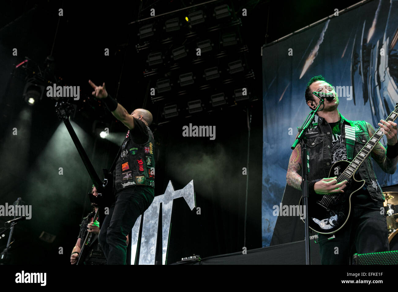 Trivium führt bei Rockstar Mayhem Festival Featuring: Trivium wo: Bristow, Virginia, USA bei: 4. August 2014 Stockfoto